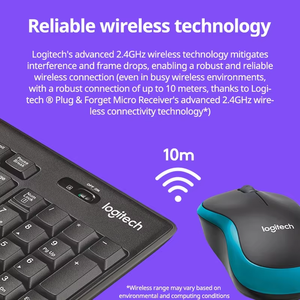 Logitech MK275 Wireless Keyboard and Mouse Set <b>Office</b> Wireless Mouse and Keyboard Set <b>Computer</b> Full Size Keyboard - Product Image 6