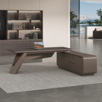 Ensemble de mobilier de bureau de direction écologique et résistant à l'eau, bureau de PDG en bois, chaise de patron, armoire latérale, table de direction moderne