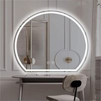 Anneau lumineux LED intelligent personnalisé moderne Miroir rond mural Miroir semi-circulaire décoratif pour salle de bain