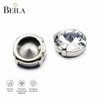 Lot de strass en verre Rivoli à coudre, écologiques, de haute qualité, argentés, pour vêtements et bijoux, directement de l'usine