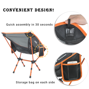 Sedia da Campeggio Pieghevole Portatile in Alluminio con Gambe Telescopiche Leggere per Escursioni e Attività all'Aperto - Product Image 3