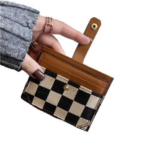 Portafogli Minimalisti a Quadri in Tela per Donne, Porta Carte di Credito RFID Sottile, Design Piatto per Signore, <span class=keywords><strong>Portamonete</strong></span> - Product Image 2
