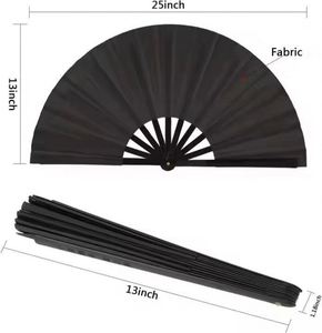 Abanico de mano grande de plástico de color sólido de 33 cm para fiestas rave, abanicos de plástico grandes a precio económico - Product Image 4