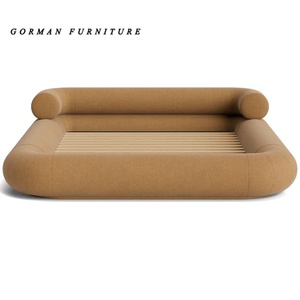 Juego de <span class=keywords><strong>Cama</strong></span> FrenchCreamWind, Diseño Moderno y Simple, Sofá de Exterior, <span class=keywords><strong>Cama</strong></span> de Madera con Respaldo Bajo para Dormitorio Principal, <span class=keywords><strong>Cama</strong></span> de Tela de Piso a Techo para Niñas - Product Image 6