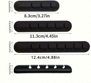 Self Adhesive Magnetic Silicone Cable <b>Clips</b> with <b>Hooks</b> for Charging Accessories-Modern Black 3/5/7 Hole Living Room Cord Manager - Product Image 2