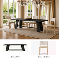 Ensemble de table à manger rectangulaire extensible en bois noir sur mesure avec chaises latérales pour projet de restauration commerciale
