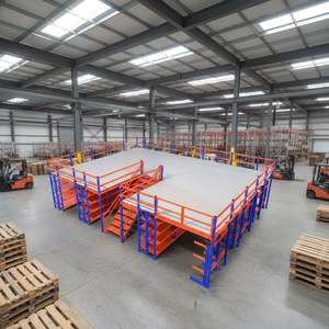 Plataforma de almacenamiento industrial de servicio pesado personalizada, sistema de entresuelo, escalera de acero, protección contra la corrosión, estantes con recubrimiento en polvo - Product Image 1