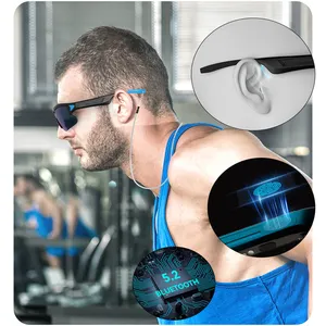 Desain baru Earphone konduksi udara nirkabel Bluetooth kacamata Audio pintar uniseks kacamata hitam olahraga lari terpolarisasi