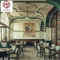 Tables rondes et chaises en bois légères pour café d'hôtel et restaurant ensemble de meubles en cuir pour banquette-canapé