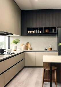 Ensemble d'armoires de cuisine de luxe multifonctionnelles, écologiques, imperméables, en contreplaqué, avec évier et îlot central, conception personnalisée gratuite - Product Image 6