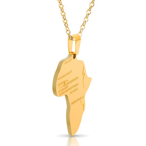 Collar con <span class=keywords><strong>Mapa</strong></span> <span class=keywords><strong>de</strong></span> <span class=keywords><strong>África</strong></span> en Acero Inoxidable Chapado en Oro <span class=keywords><strong>de</strong></span> 18K, Collar con Colgante <span class=keywords><strong>de</strong></span> País Africano para Viajeros - Product Image 2