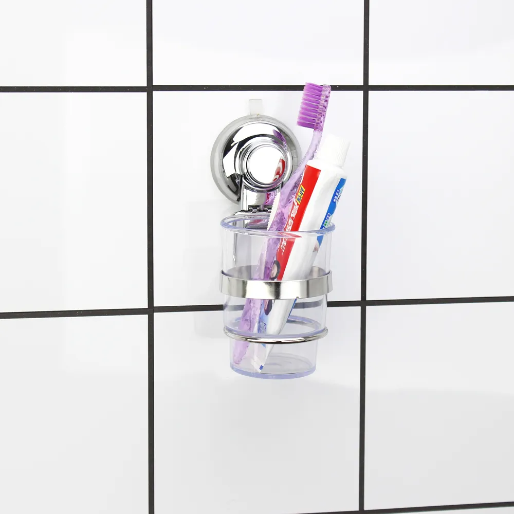 DOGOサクションカップシャワーキャディ歯ブラシカップホルダードリルなし壁掛けバスルームカップホルダー