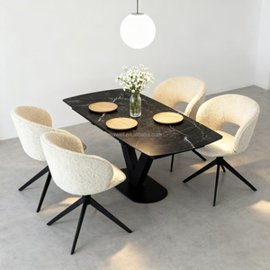 Juego de Mesa de <span class=keywords><strong>Comedor</strong></span> <span class=keywords><strong>Extensible</strong></span> Giratorio de Cerámica de Alta Calidad - <span class=keywords><strong>4</strong></span> <span class=keywords><strong>Sillas</strong></span> de <span class=keywords><strong>Comedor</strong></span> Tapizadas para Espacios Pequeños y Grandes - Product Image 1