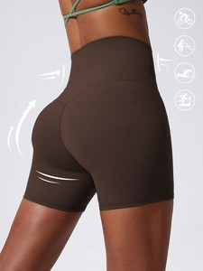 Shorts de Yoga para Mujer, de Alta Elasticidad, con Tirantes Cruzados, Cintura Elástica, Color Sólido, Transpirables, Absorbentes de Sudor, para Gimnasio, Ciclismo y Running - Product Image 1