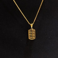 Collier pendentif boulier en or pur de style chinois en or 18 carats au750 chaîne en or véritable