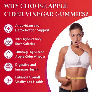 Gomitas de vinagre de sidra de manzana personalizadas con logotipo barato, potenciador metabólico de fibra dietética con infusión de vitamina B12 y ácido fólico para adultos para belleza - Product Image 2