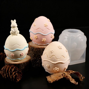 TangChu New Easter Egg Bunny and Flower Silicone Egg-shaped Mold for Candles, Resin Charms and Whimsical <b>Tabletop</b> Decorations - Product Image 1