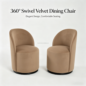 Silla de Comedor Moderna y Lujosa con Base Metálica y Tapicería de Terciopelo, Giratoria 360 Grados, para Sala de Estar, Restaurante, Hotel - Product Image 6
