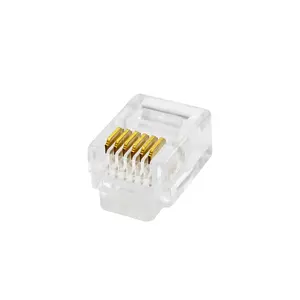 Cat3 konektor steker Modular telepon RJ12 6P6C