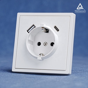 Tiêu chuẩn Châu Âu Đức ổ cắm với USB Type-A Loại-C sạc cổng chống cháy PC vấn đề bảng điều chỉnh tường Ổ cắm điện - Product Image 1