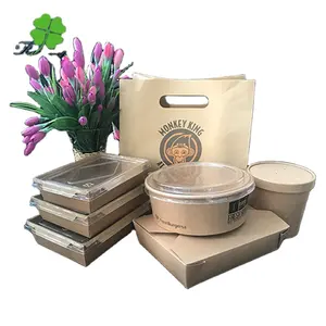 Коробка из крафт-бумаги для использования в ресторане, коробка для выноса, контейнер для еды, одноразовая коробка для еды