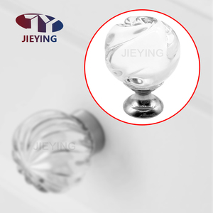 Jieying üreticileri toptan cam yuvarlak çekme kabak topu şekli tek delik kristal mobilya kolu - Product Image 4