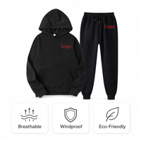 Ensemble de survêtement unisexe d'hiver personnalisé avec logo imprimé, 2 pièces, polyester/coton lourd, écologique, respirant, coupe-vent, décontracté
