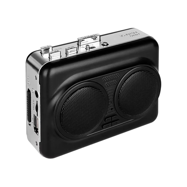 Portable Cassette to MP3 Converter Auto Reverse Player with Dual Speakers for English Learning Home Outdoor Use