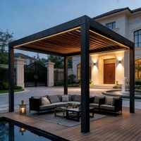 Pergola autoportante en aluminium motorisée à toit à lames orientables, éclairage RGB, protection automatique contre la pluie, écologique, pour balcon