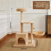 Arbre à chat en sisal minimaliste personnalisable de luxe à 4 niveaux avec poteaux à gratter, tissu en peluche moderne et écologique, condo et lit pour chat