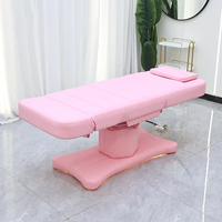Table de massage électrique moderne entièrement noire pour salon de beauté, 3 moteurs, réglable, avec lumières, pour soins du visage et spa
