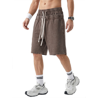 Shorts de sport pour hommes 100 % coton, style West Coast, double taille, motif flocon de neige vieilli, coupe ample en pur coton
