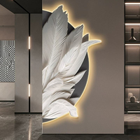 Vente directe d'usine, peinture en porcelaine à cristaux LED lumineux de grande taille, art mural pour couloir, décoration intérieure, tableaux