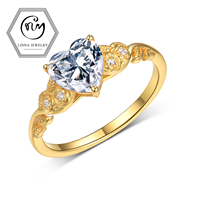 Bague de fiançailles vintage en argent sterling 925 plaqué or 18 carats avec moissanite taille cœur 1,2 CTW et pavé filigrané