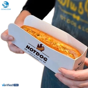 Tùy chỉnh in ngà giấy thuyền hình con chó nóng giấy bao bì thực phẩm Waffle khay các tông <span class=keywords><strong>Burger</strong></span> corndog shack hộp có nắp đậy - Product Image 1