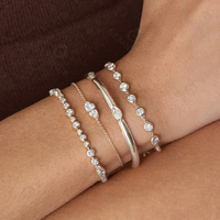 Bracelet Gemnel en argent 925, amour intemporel, double cœur, diamant de laboratoire, chaîne en or, pour cadeaux d'anniversaire et de fête