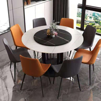 Table à manger ronde moderne de haute qualité avec plateau en marbre blanc et structure en métal pour la maison, l'hôtel, la ferme et l'entrepôt