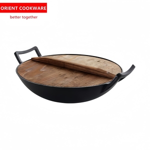 <span class=keywords><strong>Wok</strong></span> de Hierro Fundido Pre-Sazonado con Tapa de Madera para Cocinar a la Salteada - Product Image 3