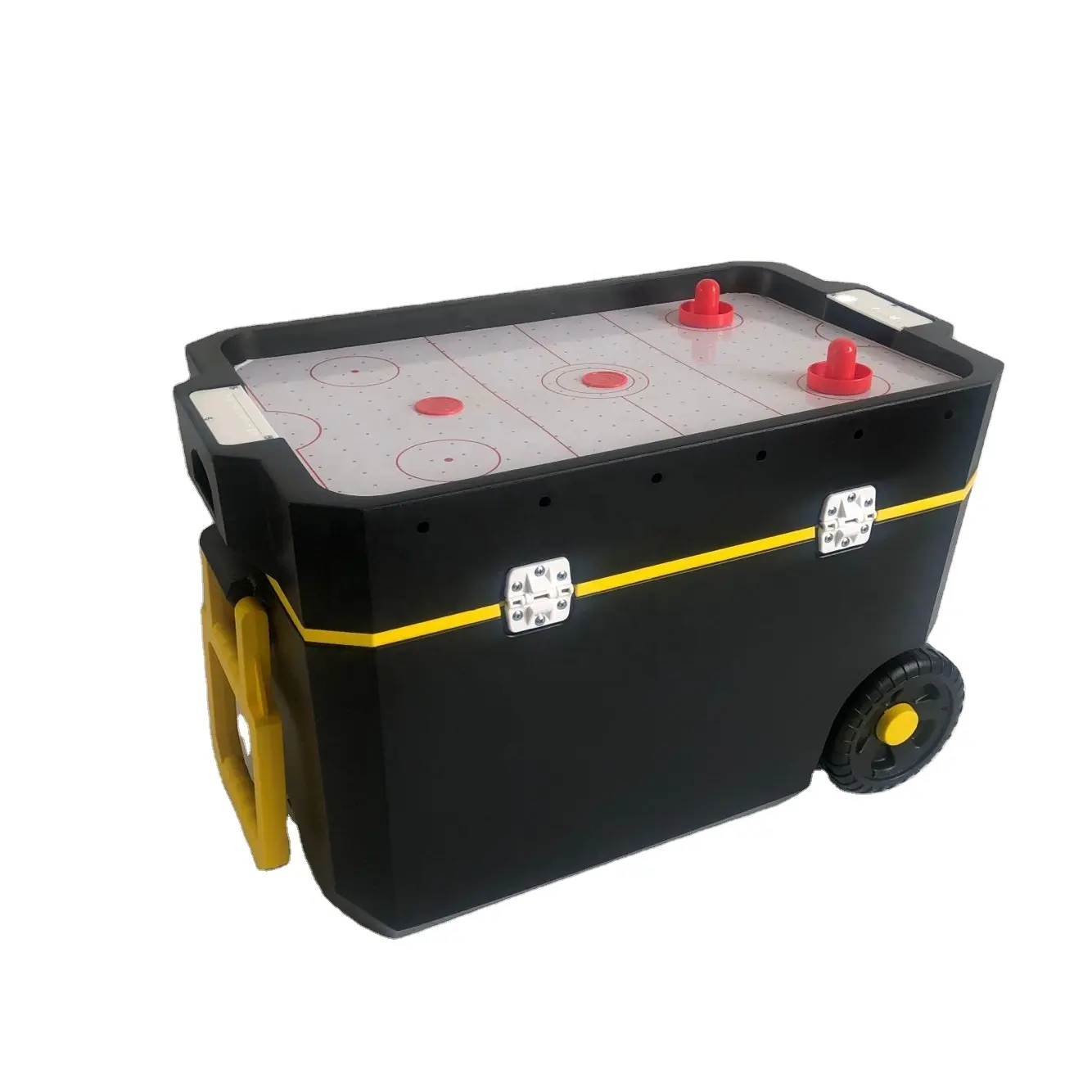 Kotak pendingin 60L dengan game hoki udara baterai lithium bawaan, kipas listrik kuat dengan promosi logo kotak es dada