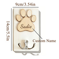 Support mural personnalisé en bois pour laisse de chien avec empreinte de patte, porte-laisse décoratif en bois pour collier et clés