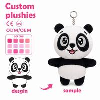 Porte-clés en peluche panda en coton personnalisé, vente en gros, design étoile cœur, ours en peluche doux, OEM ODM pour cadeau enfant, certifié CE CPC