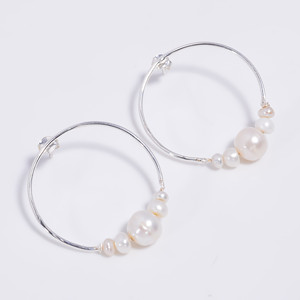 Boucles d'oreilles créoles en argent sterling 925 naturel perle baroque faites à la main bijoux en argent 925 grossiste Design unique bijoux en argent 925 - Product Image 1