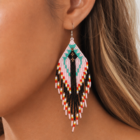 Pendientes Go2boho con Borla de Cuentas de Vidrio Rosa, Pendientes Colgantes Bohemios de Cristal para Fiestas