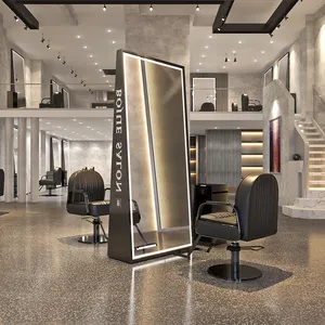 豪华女性美容中心美发沙龙设备理发师家具造型全长化妆沙龙led镜子站