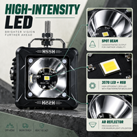 HSSH Phare de travail LED RGB 30W 2 pouces avec interrupteur filaire, faisceau spot, pour conduite tout-terrain, ATV, UTV, moto
