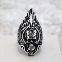 Мужское готическое байкерское кольцо с крылом ангела и черепом, винтажное, из нержавеющей стали, не тускнеющее, для мужчин, изысканные модные украшения оптом