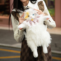Sac à dos créatif en forme de chat, fait main, avec adorable chiot, poupée simulée, style féminin, en peluche douce, cadeau amusant