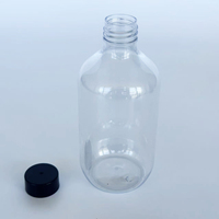 Bouteille en plastique PET transparente de qualité alimentaire réutilisable et étanche avec bouchon à vis noir pour le stockage de boissons, de cosmétiques et de soins de la peau