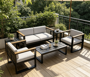Conjunto de Sofás Modulares de Aluminio con Recubrimiento en Polvo para Exteriores, Muebles de Conversación con Asientos Profundos, Resistentes a la Oxidación, para <span class=keywords><strong>Terraza</strong></span> - Product Image 5