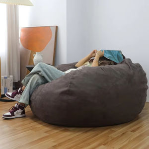 Marrone grande camoscio rotondo anti gravità lettino gigante spugna sacchetto di fagioli imbottito divano poltrona relax divano letto pigro pouf - Product Image 2